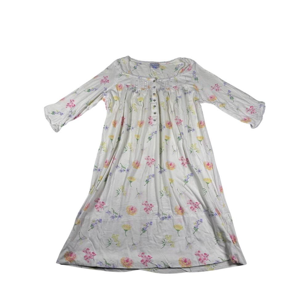 Lanz of Salzburg Nightgown Small Floral Lace Trim Cottagecore Long Sleeve